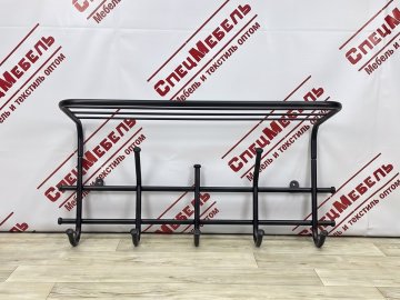 Вешалка настенная с полкой, 5 крючков, сталь, 600*220*265 мм.