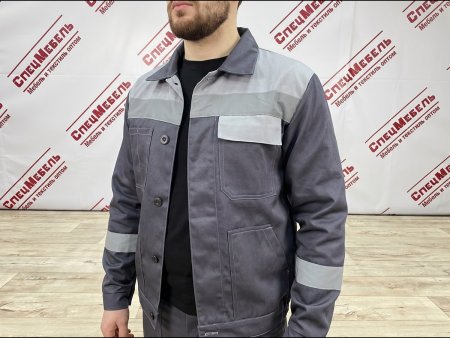 Костюм мужской летний "Легионер NEW-1" куртка/брюки (т.серый/св.серый, размер 96-100/рост 170-176)