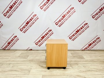 Тумба выкатная на колесиках, 3 выдвижных ящика,  380*380*530, ЛДСП 16 мм, цвет: бук светлый