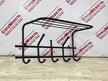 Вешалка настенная с полкой, 5 крючков, сталь, 600*220*265 мм.