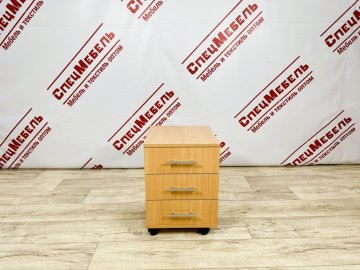 Тумба выкатная на колесиках, 3 выдвижных ящика,  380*380*530, ЛДСП 16 мм, цвет: бук светлый