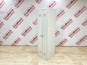 Шкаф металлический гардеробный двухсекционный, 1850х500х500, цвет серый