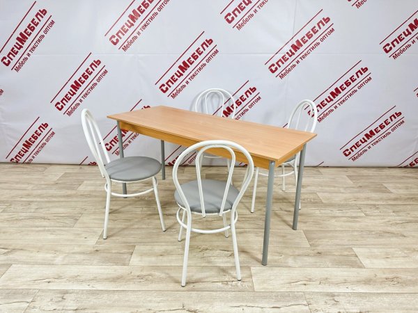 Стул "Венеция", 400*410*900, усиленный, каркас труба 22мм белый, сиденье серое