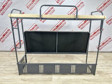 Кровать “Бытовка” с рундуком, 2 яруса, спальное место 1900*700, МДФ 8мм,1У, кожзам, ППУ 5см,песочный