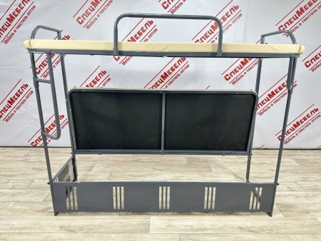 Кровать “Бытовка” с рундуком, 2 яруса, спальное место 1900*700, МДФ 8мм,1У, кожзам, ППУ 5см,песочный