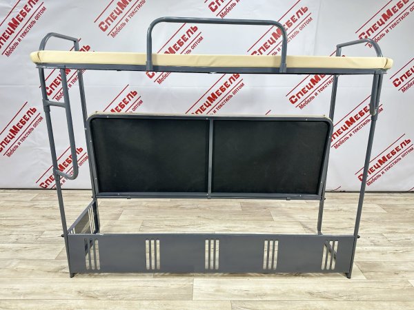 Кровать “Бытовка” с рундуком, 2 яруса, спальное место 1900*700, МДФ 8мм,1У, кожзам, ППУ 5см,песочный